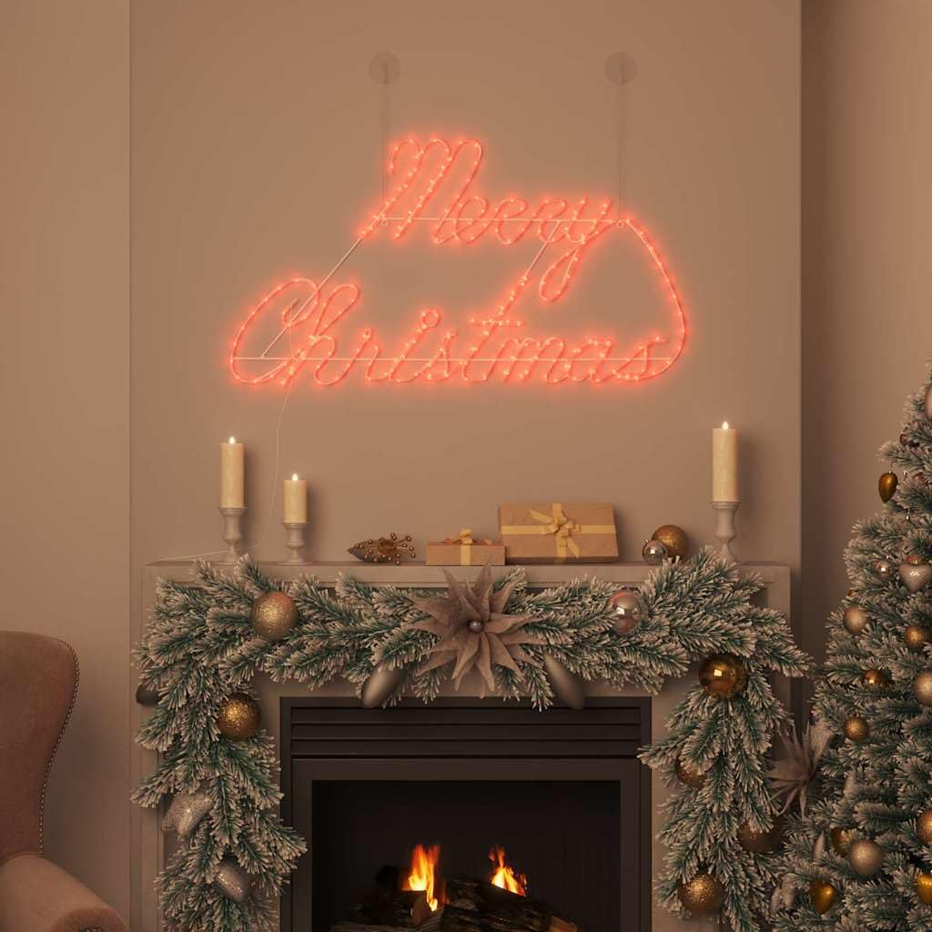 Weihnachtsschild mit 216 LEDs Rot aus Eisen 99 x 55 x 13 cm für Innen und Außen, festliche Weihnachtsbeleuchtung mit Lichtschläuchen, wetterfest