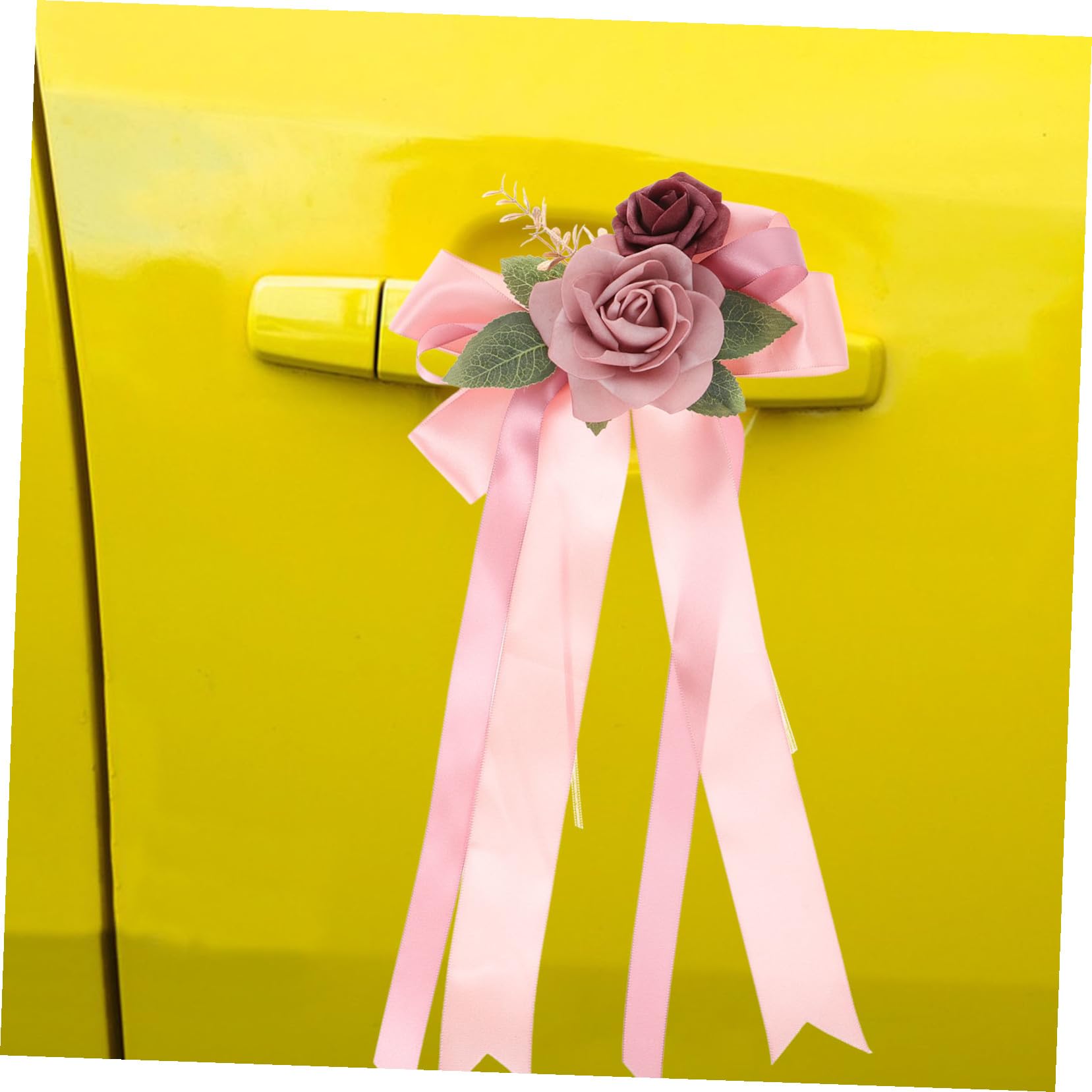 VILLCASE Décoration Voiture Mariage en Tissu Rose Artificielle Polyvalente sans Chute de Fleurs pour Miroir Rétro et Poignée de Porte, pour Voiture de Mariage