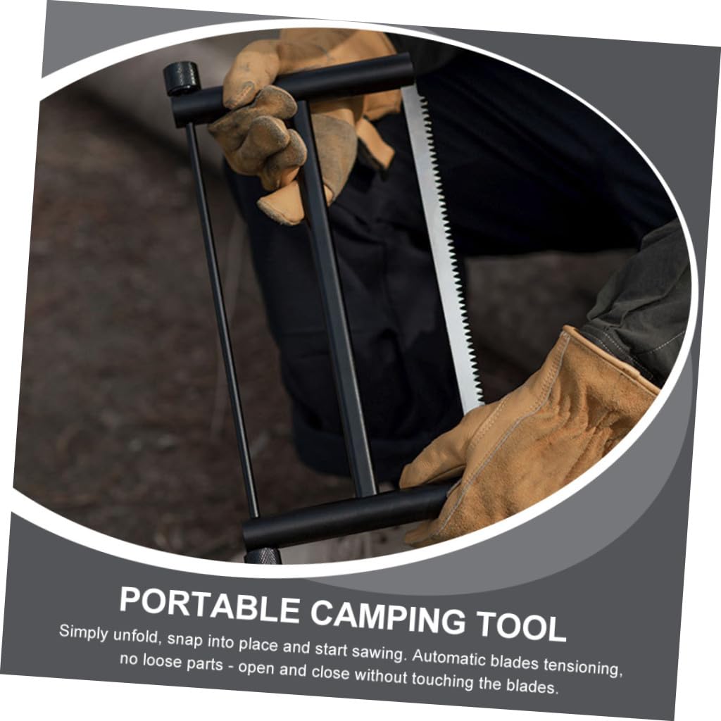 Scie à Main Pliante Portable en Alliage D'aluminium Noir | Tension Automatique Lame, Légère, pour Chasse et Trekking en Backcountry
