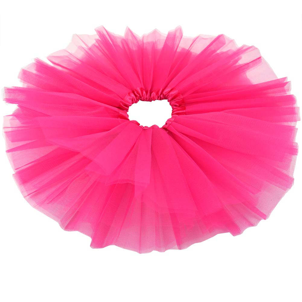 BGFKS 5 Layered Toddlers Tulle Tutu Skirt for Girls with Headband for Baby Girl 0 to 36 Months (Hot Pink, M,6-24 Months)