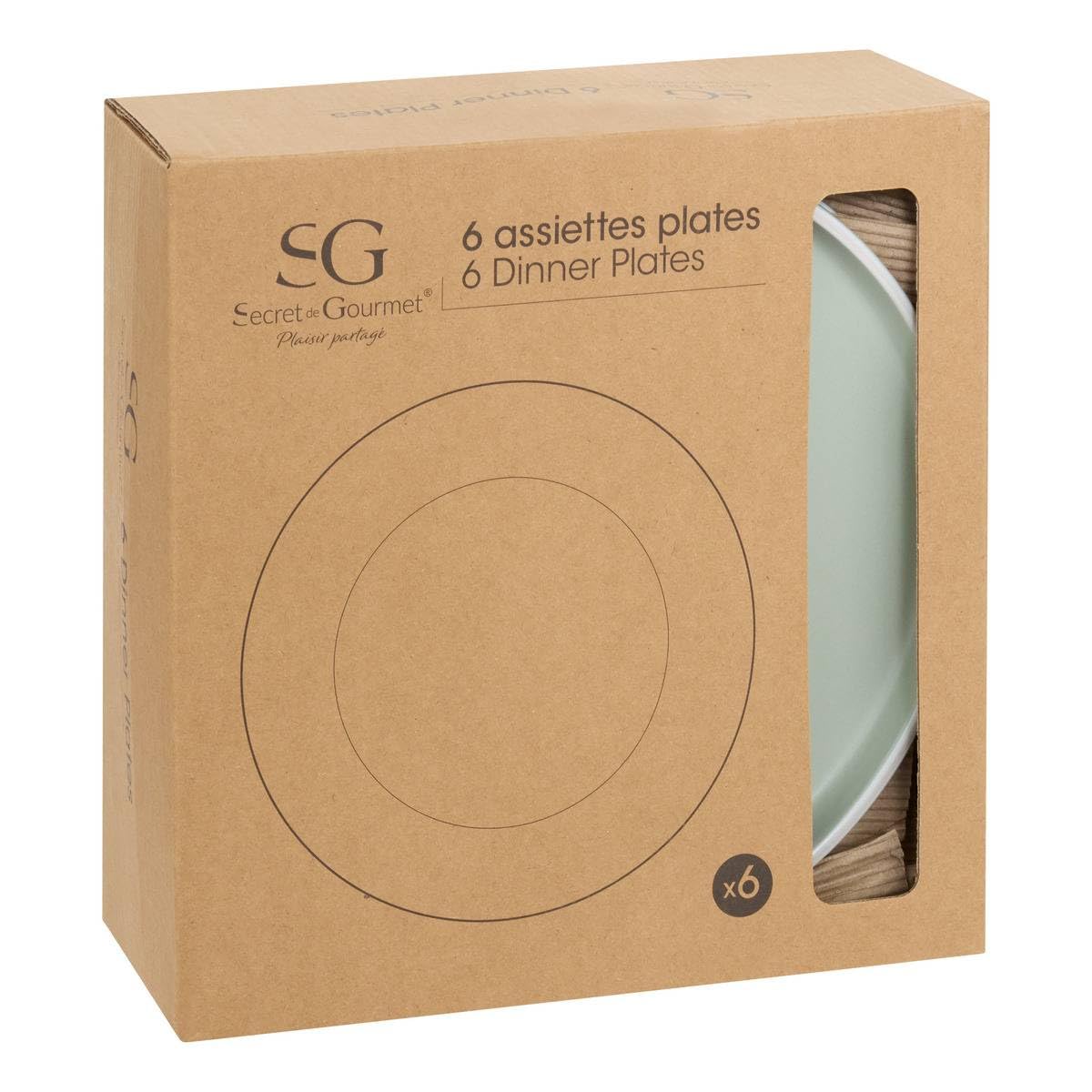 Secret de Gourmet - Set di 6 piatti da portata alix mat verde d26cm