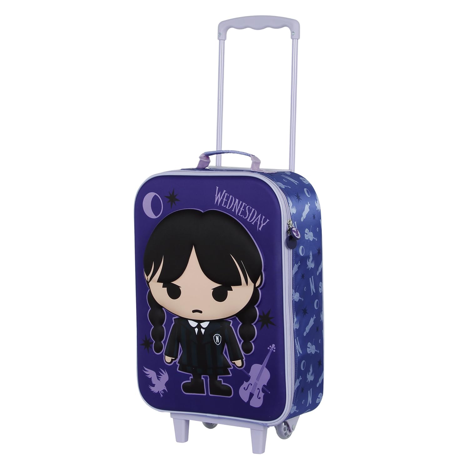 Karactermania Wednesday Chibi-Soft 3D Trolley Suitcase, Lilac, 17 x 33 x 52 cm, Capacity 26 L