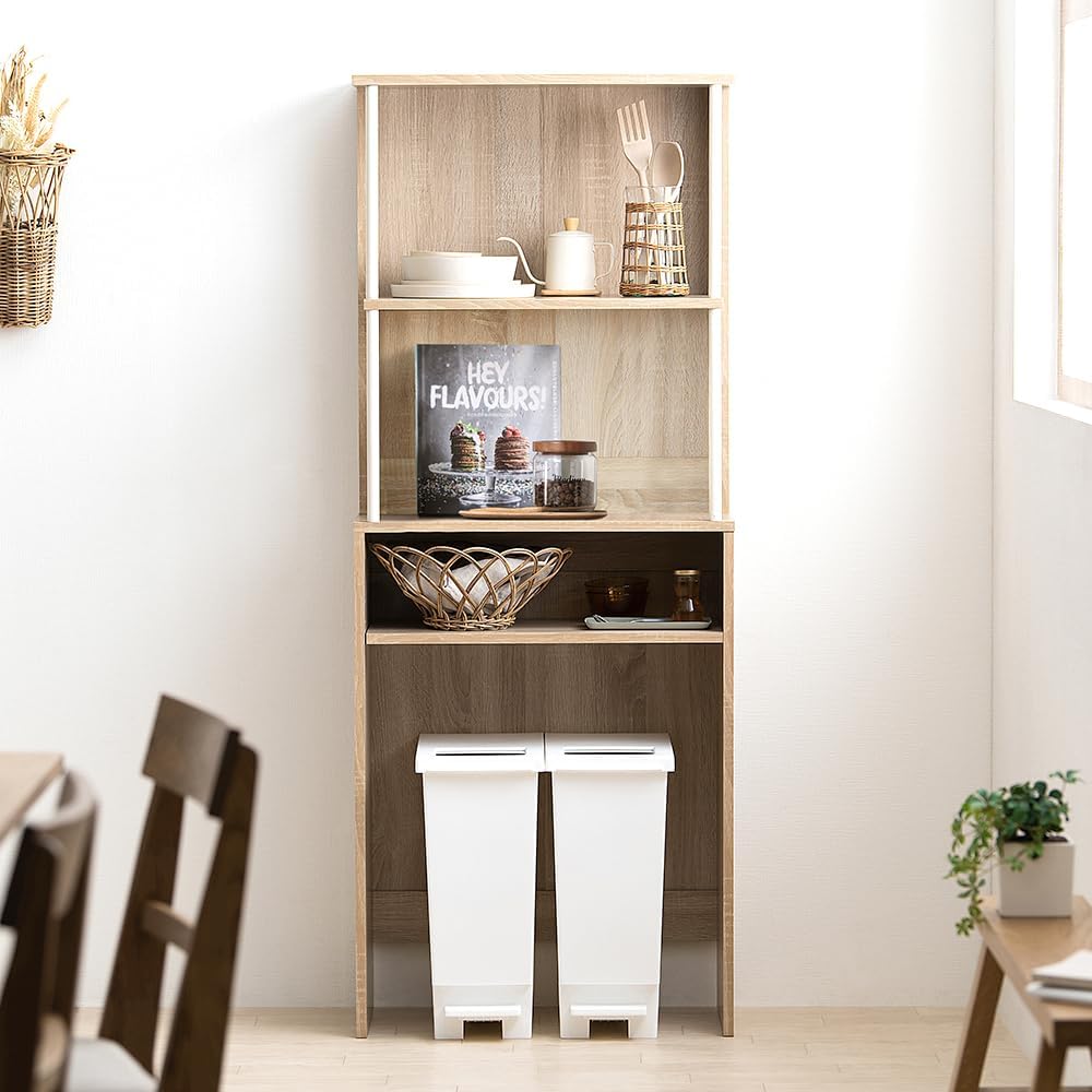 Iris Ohyama Trash Can Top Rack, Trash Can, Top Storage, Trash Can, Kitchen Storage, Cooktop, Kitchen Rack, Width 23.4 x Depth 11.6 x Height 59.0 inches (59.5 x 29.5 x 150.7 cm), High Type, Light