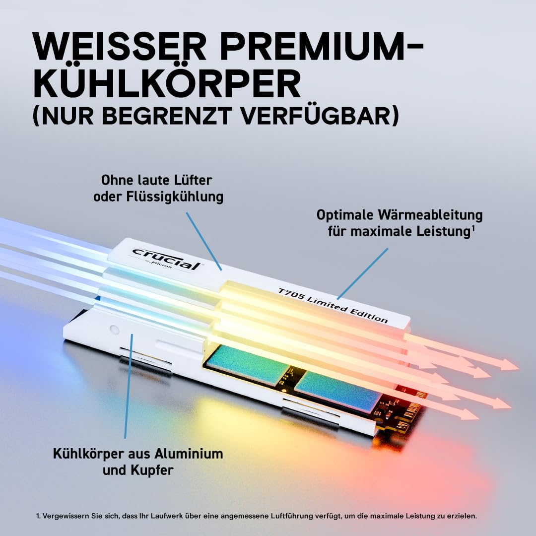 Crucial T705 M.2 NVMe PCIe 5.0 x4 Gen5 mit weißem Kühlkörper 2TB – Bild 5