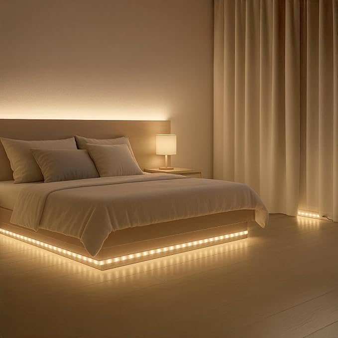 Iluminação Branco Quente Flexível, Luz Decorativa, Fita de LED, 12V, 5 Metros, para Iluminação de Estantes, Armários e Ambientes Internos