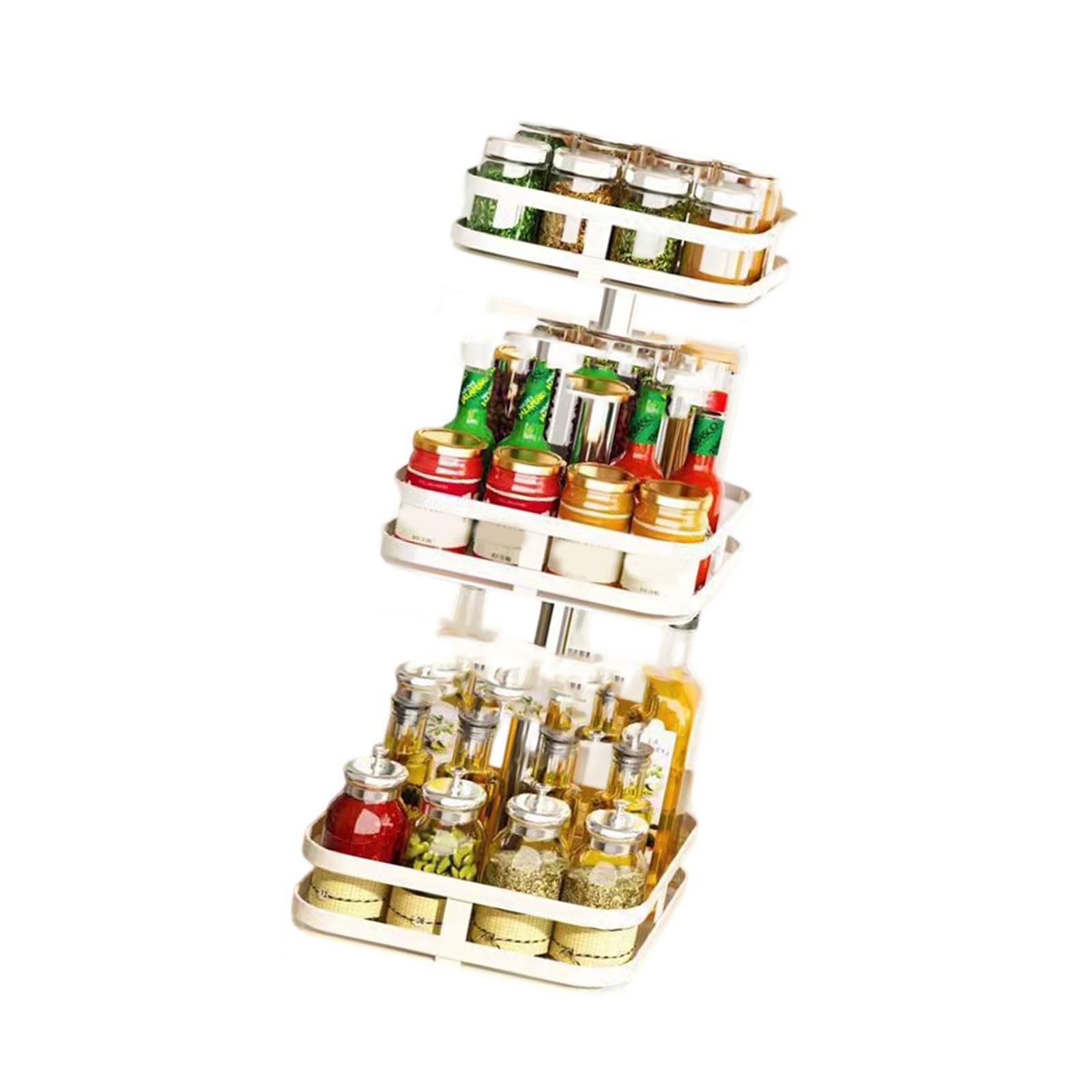 Kalttoy Tiers Organizers for Kitchen Counter Bathroom Countertop Adjustable Cosmetic Storage Sturdy Metal Designs Rotating Kitchen Countertop Organizers