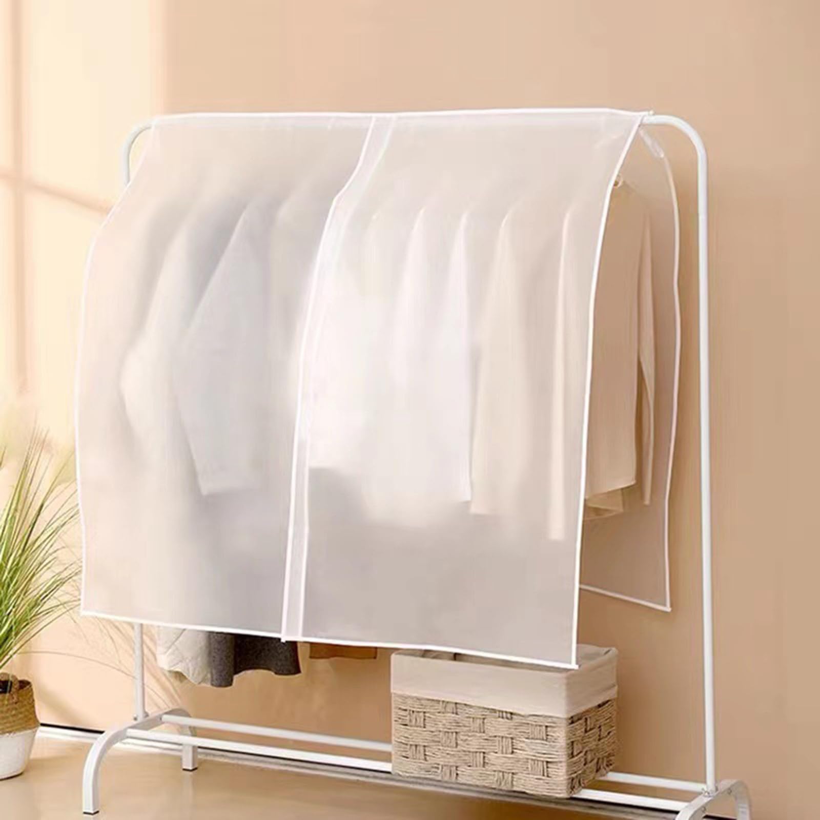 Fundas para ropa Perchero translúcido Funda antipolvo Impermeable Transpirable Colgando Armario Funda de almacenamiento Traje Vestido Bolsas de ropa, 157 x 153 cm, Blanco (Blanco 180x153 cm)
