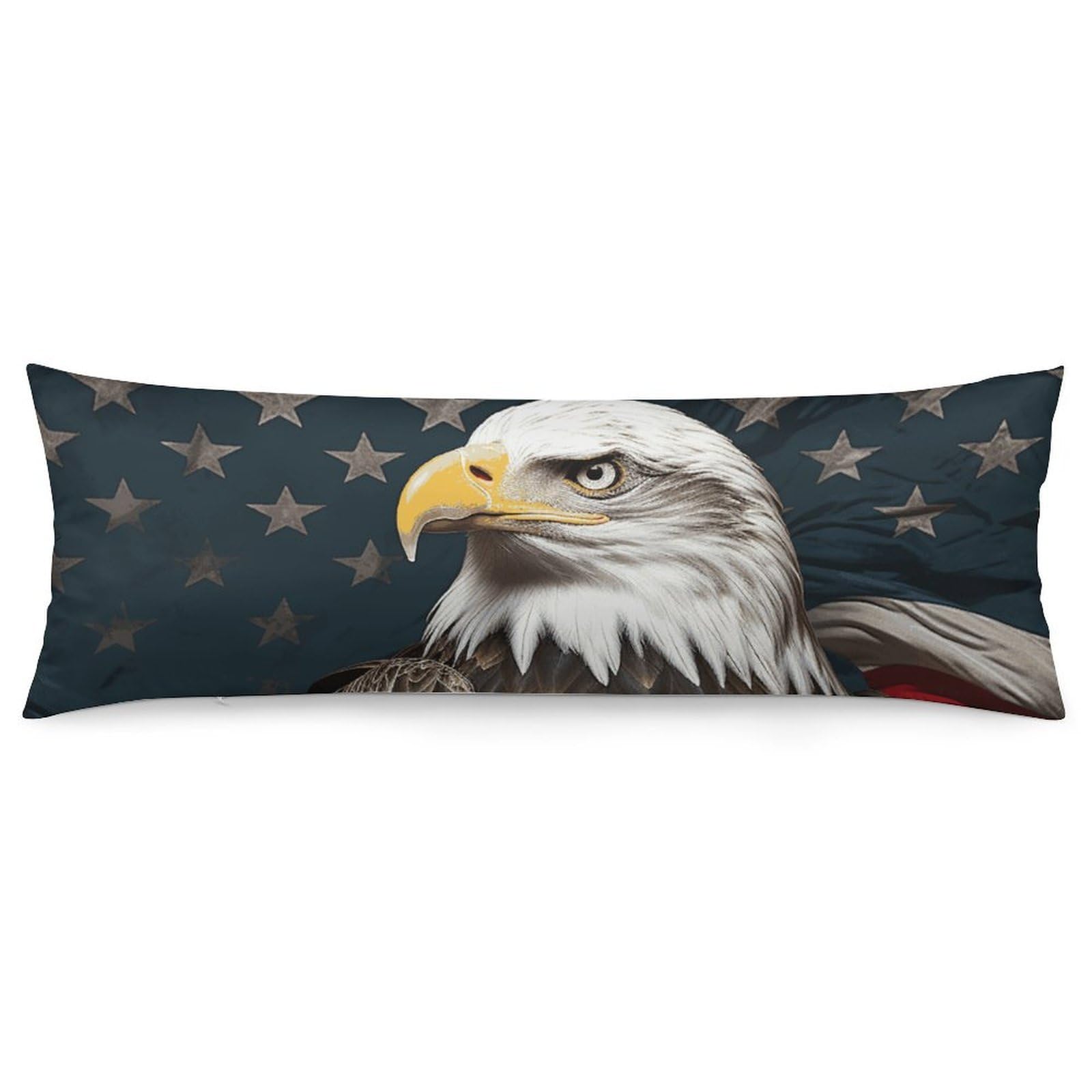 2 Pack Pillow Cases for Hair and Skin, Soft Breathable Pillow Case Covers with Hidden Zipper, American Bald Eagle Sitting on Flag Ribbon Pillowcase 20"x54" Pillow Covers for Sleeping Gift