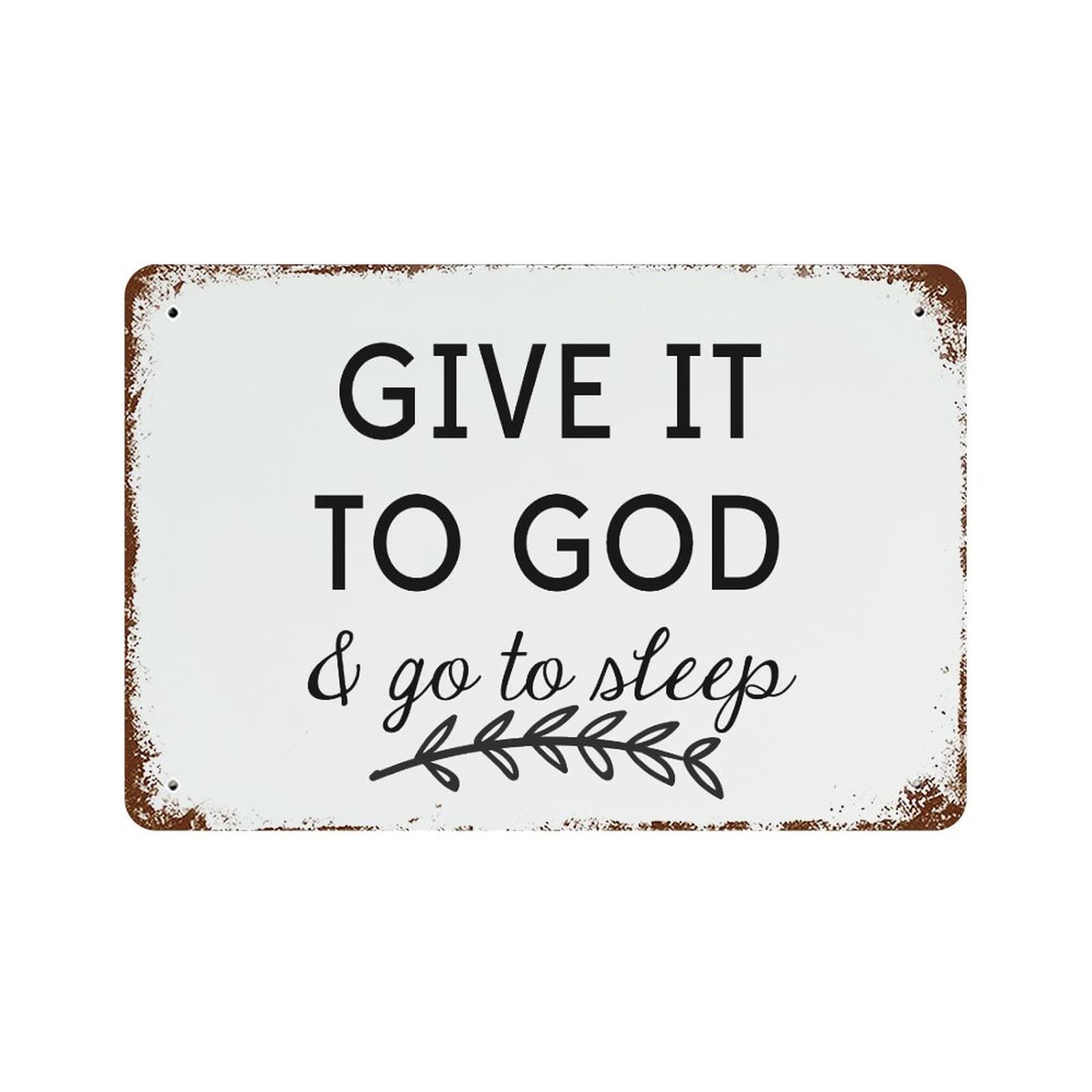 Panneau en métal « Give It to God » 30x45 cm pour décoration murale