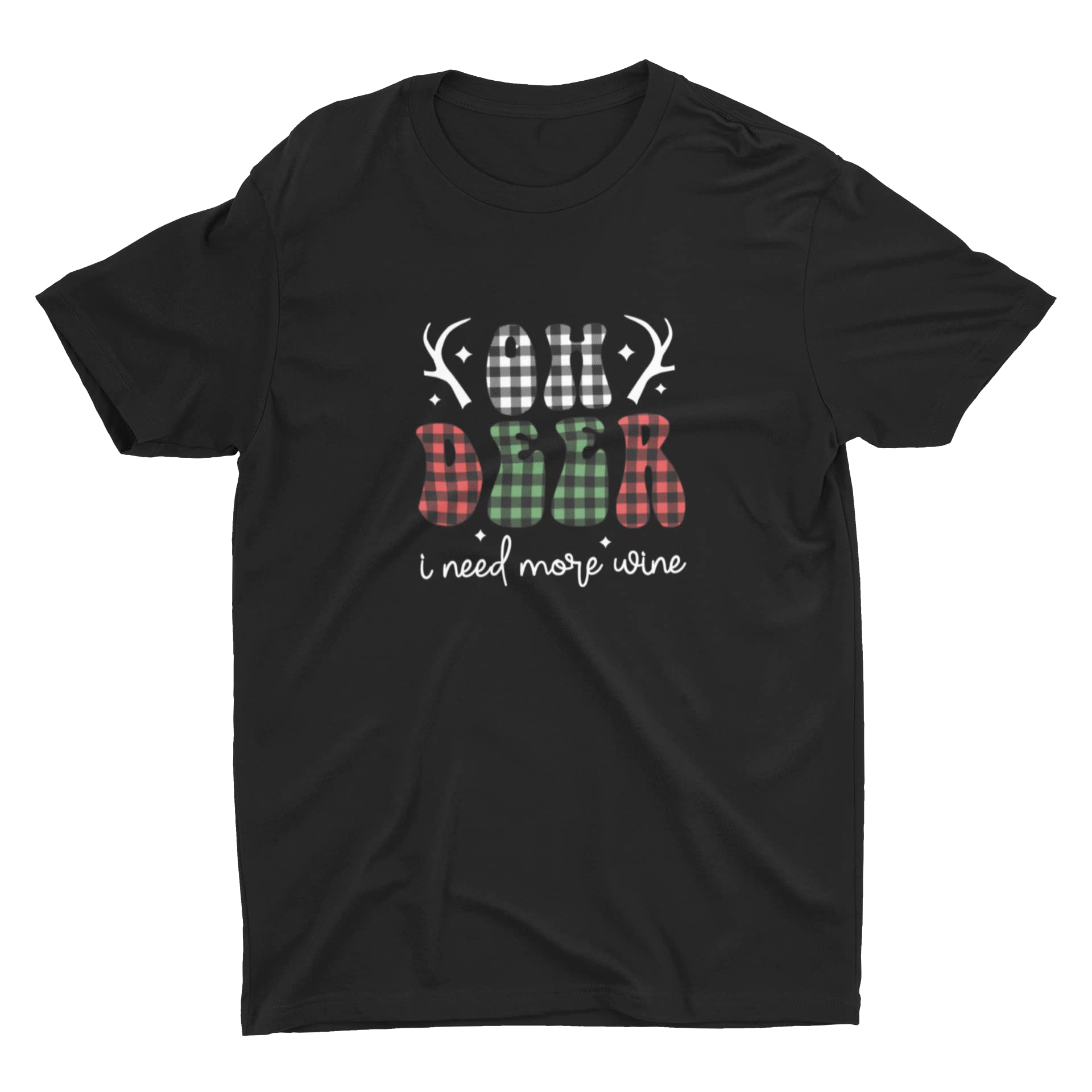 GenericGraceAds.ae T-shirt for Christmas - 100% COTTON T-SHIRT Merry Christmas OH DEER I NEED MORE WINE