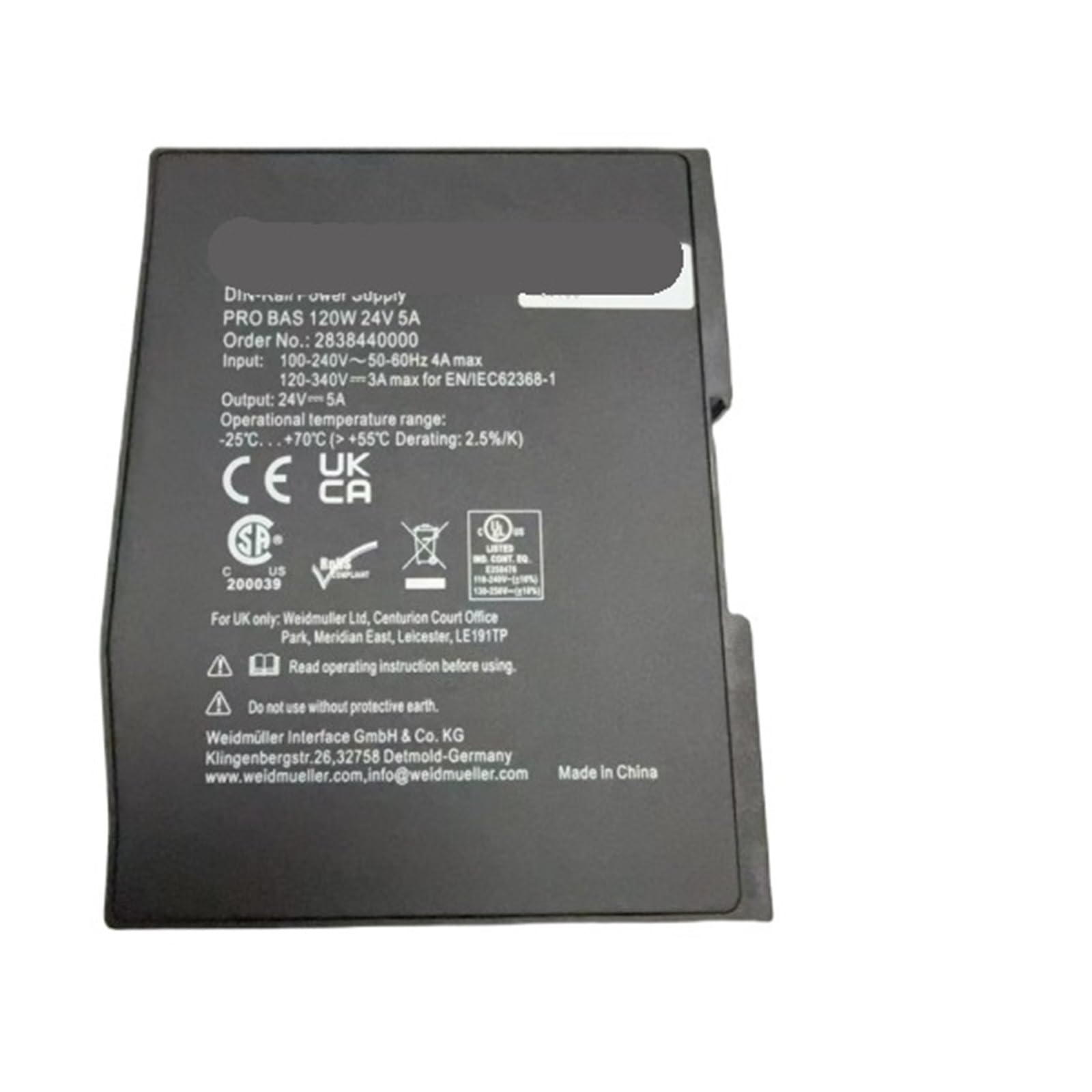 JJKKOZVQF Switching Power Supply 2838440000 120W 24V 5A