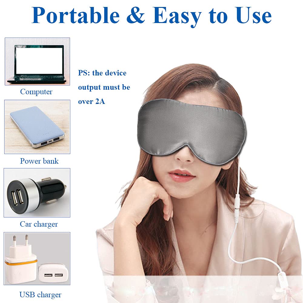 Maschera per gli occhi in seta riscaldata - Comprime calde per occhi gonfi, occhi secchi, blefarite, affaticamento, stili e MGD (grigio)