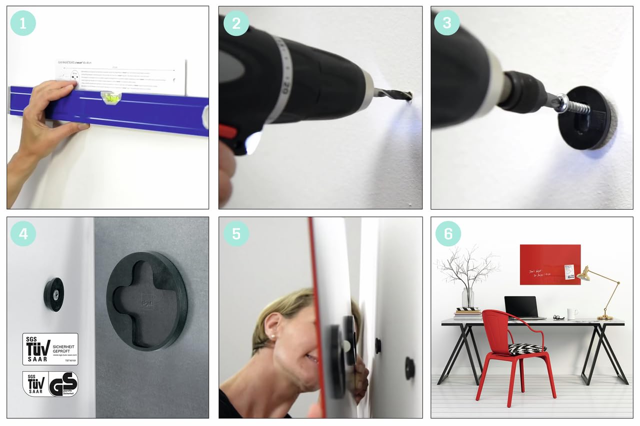 SIGEL GL902 Wandhalterung Ersatz-Set XL für Glas-Whiteboards Artverum
