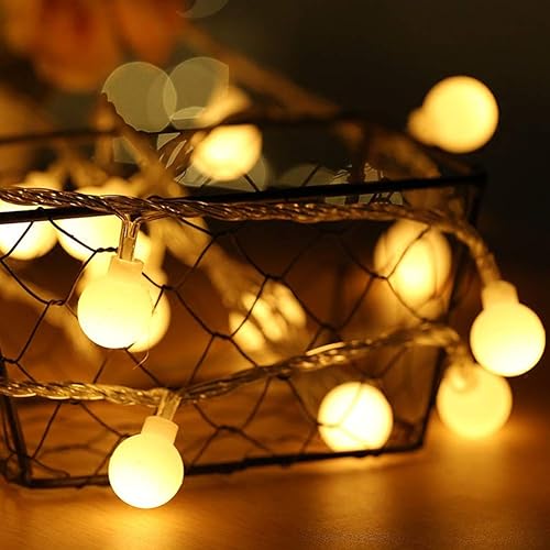 Miniatura 2 de Tira de luces LED enchufables, 16 pies/16.4 ft, 50 bombillas LED de color blanco cálido, guirnalda de luces para vacaciones, Navidad, boda, fiesta,