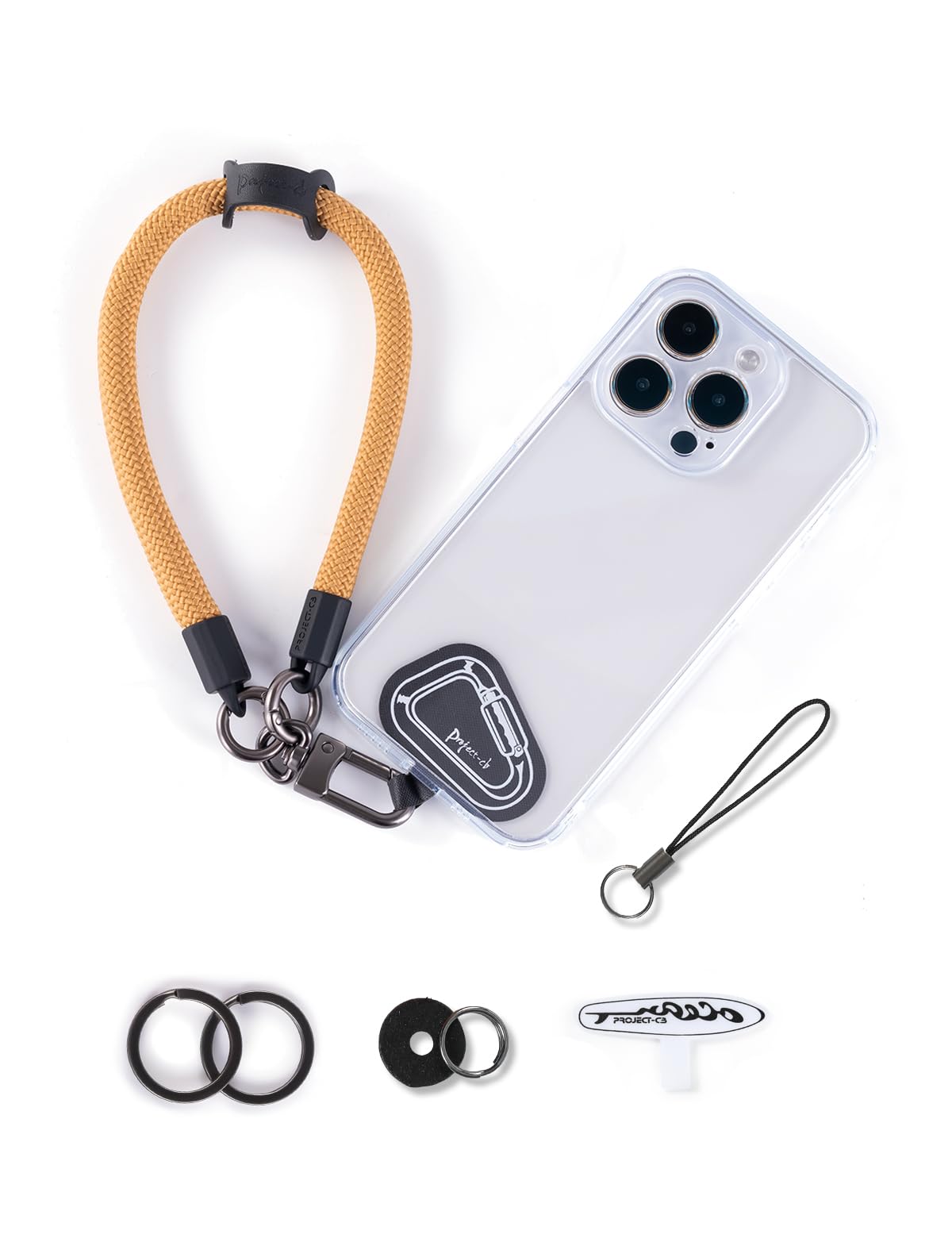 project-cb Handgelenkschlaufe handy,Handy Handykette Pads ×2, Handyhülle Halterung,Handgelenkschlaufe für Schlüssel, AirPods, Kamera(Khaki, 40cm)