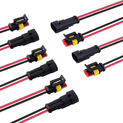 MUYI 5 Kits 2 Pin Connector 18AWG Waterproof Wire Connector 1.0mm² Quick Disconnect Wire