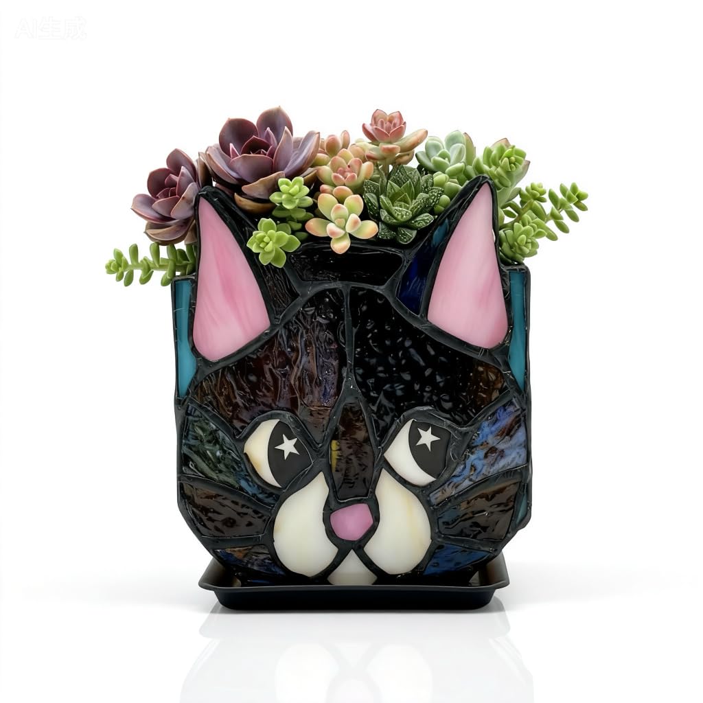 Star Black Cat Decorative Flower Pot