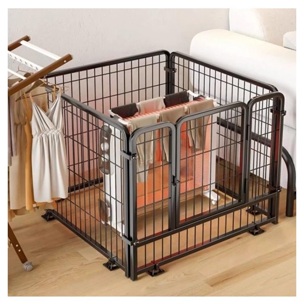 Barrera de seguridad de metal contra quemaduras para perros y gatos, valla de malla protectora, corralito para mascotas para uso en interiores y exteriores (negro, 60 x 60 x 60 cm)