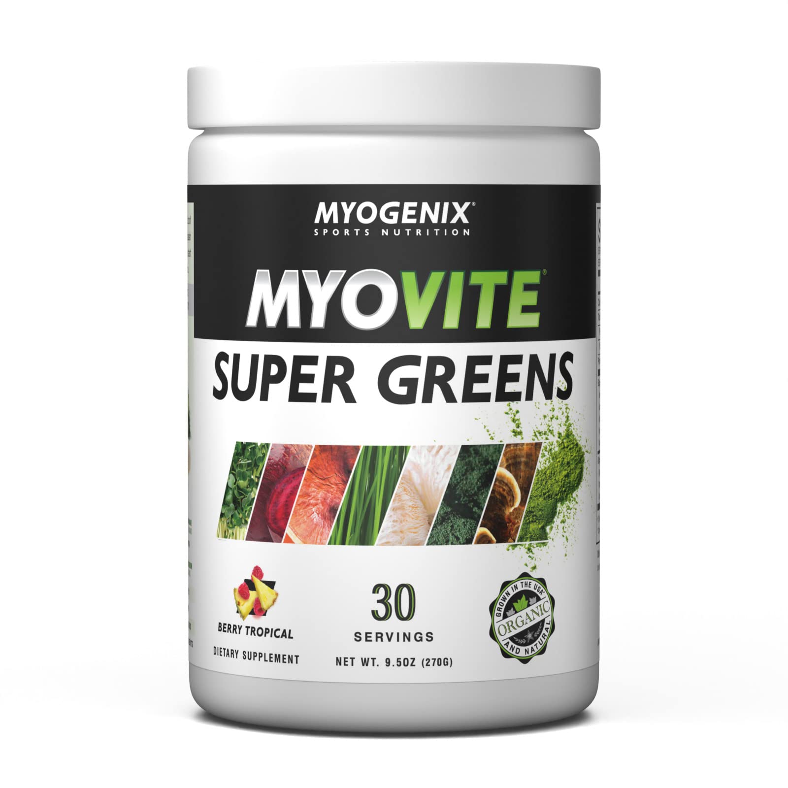Myogenix MyoVite Super Greens Supplement Powder - Super Greens Powder for Men and Women, Daily Vitamin Supplement for Optimum Nutrition, Grown in USA - Organic