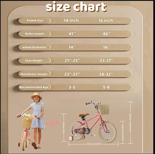 Todbiccz Kids Bike For Girls Ages 3-5, 5-8 Year Old, Kids' Bicycles With Training Wheels & Basket & Bell thumb #5