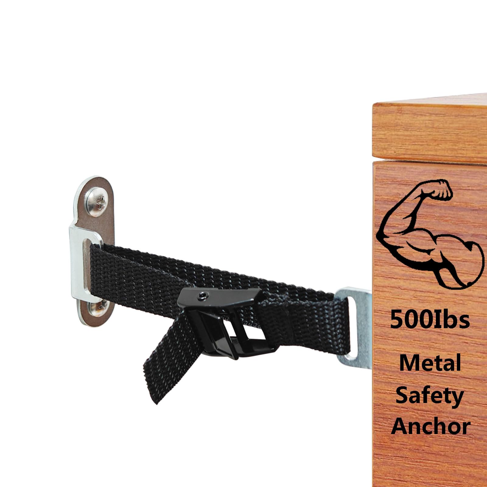 Anti Tip Furniture Anchors,(4 Sets) Adjustable Child Safety Anchors – Earthquake Proof & Baby Proofing Kit for Securing Dressers, TV Stands, Cabinets,