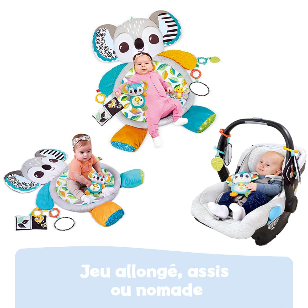 VTech - Tapis d’Éveil Koala Câlin, Tapis d'Éveil Bébé Sensoriel et Évolutif, Jouet d'Activité et de Développement, Hochets et Anneau de Dentition, Cadeau de Naissance Bébé - Contenu en Français