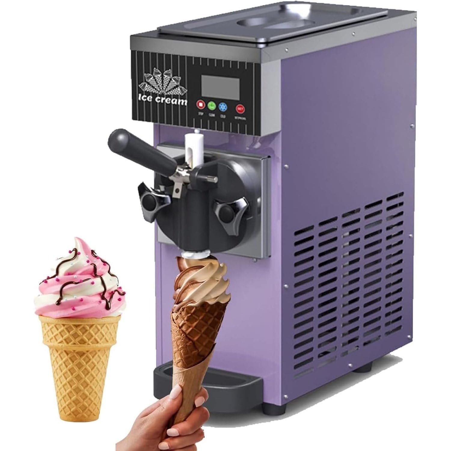 UofZc Automatic Ice Cream Machine, Electric Homemade Ice Cream Maker for Gelato, Sorbet, Frozens Yogurt, Easy Operation, Perfect for Home Kitchen & Family Use Purple