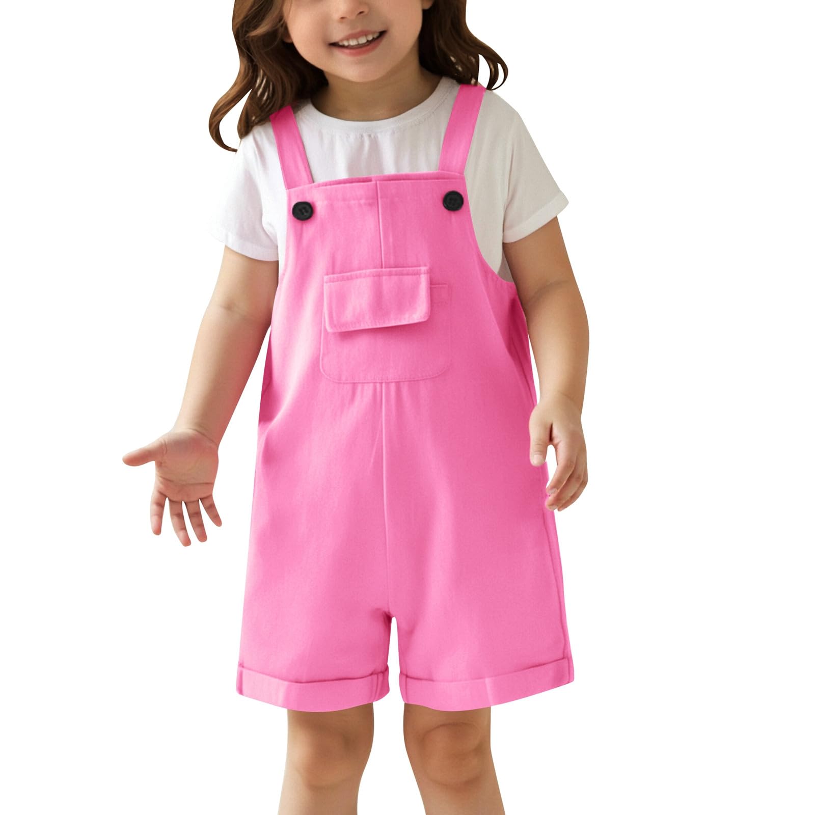 Générique Salopette fille denim rose combinaison enfant été jean court décontracté avec broderie vêtement mode plage et vacances A82