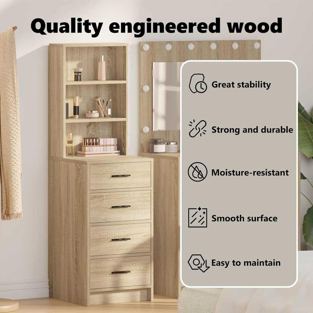 vidaXL Credenza rovere sonoma 40 x 41 x 135 cm Legno ingegnerizzato | Spaio a sufficienza con cassetti e ripiani, Aspetto moderno che si adatta a ogni stile,