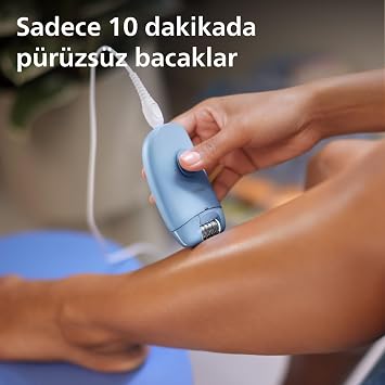 Philips Epilasyon Cihazı, Taşınabilir Kompakt Tasarım, Yıkanabilir Başlık, Kablolu, 4 Haftaya Kadar Pürüzsüzlük, Mavi Renk, BRE228/05