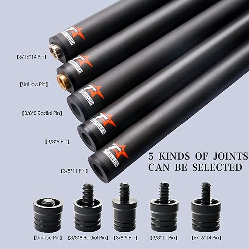 Miniatura 2 de KONLLEN Eje de taco de piscina Tecnología de fibra de carbono Billar Cue Stick Shaft-Uniloc QR (baja desviación, punta de 0.488in, cónico