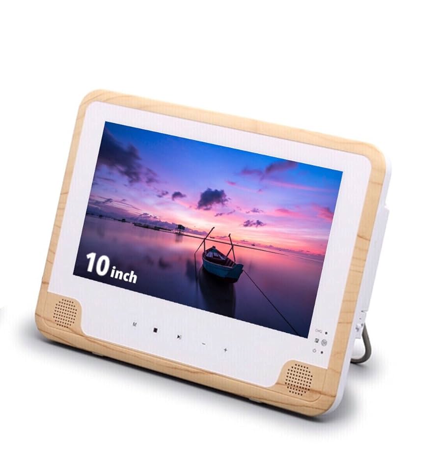 防水ポータブルDVD 10インチ Amazon | 10インチ ウッド調 防水ポータブルプレイヤー 防水