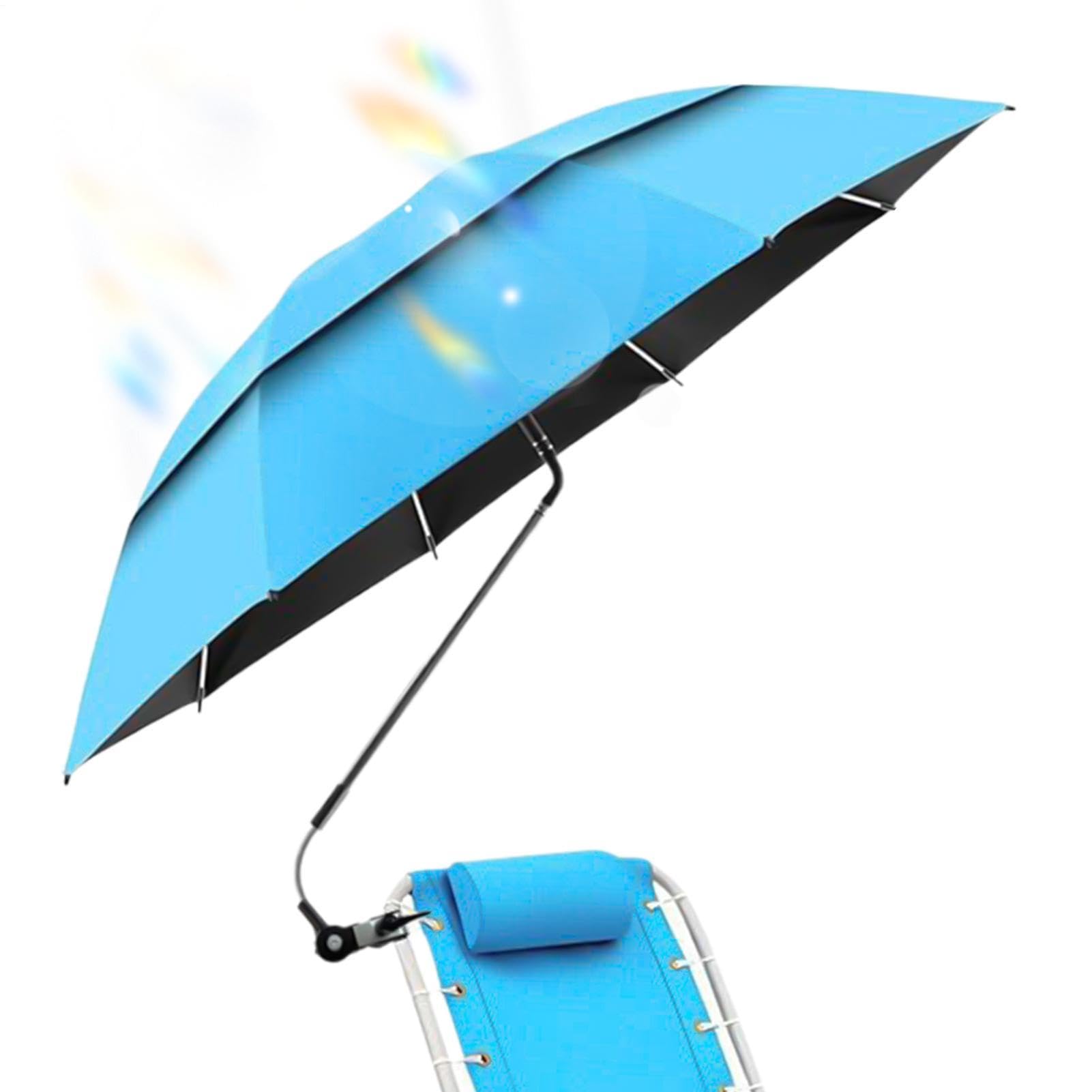Sombrilla Para Silla Con Abrazadera Dosel Doble Ajustable Con Protección UV | Sombrilla Parasol Para Silla Broncearse Viajes Vacaciones En Playa Camping Pícnic Patio Silla De Ruedas Carritos Golf