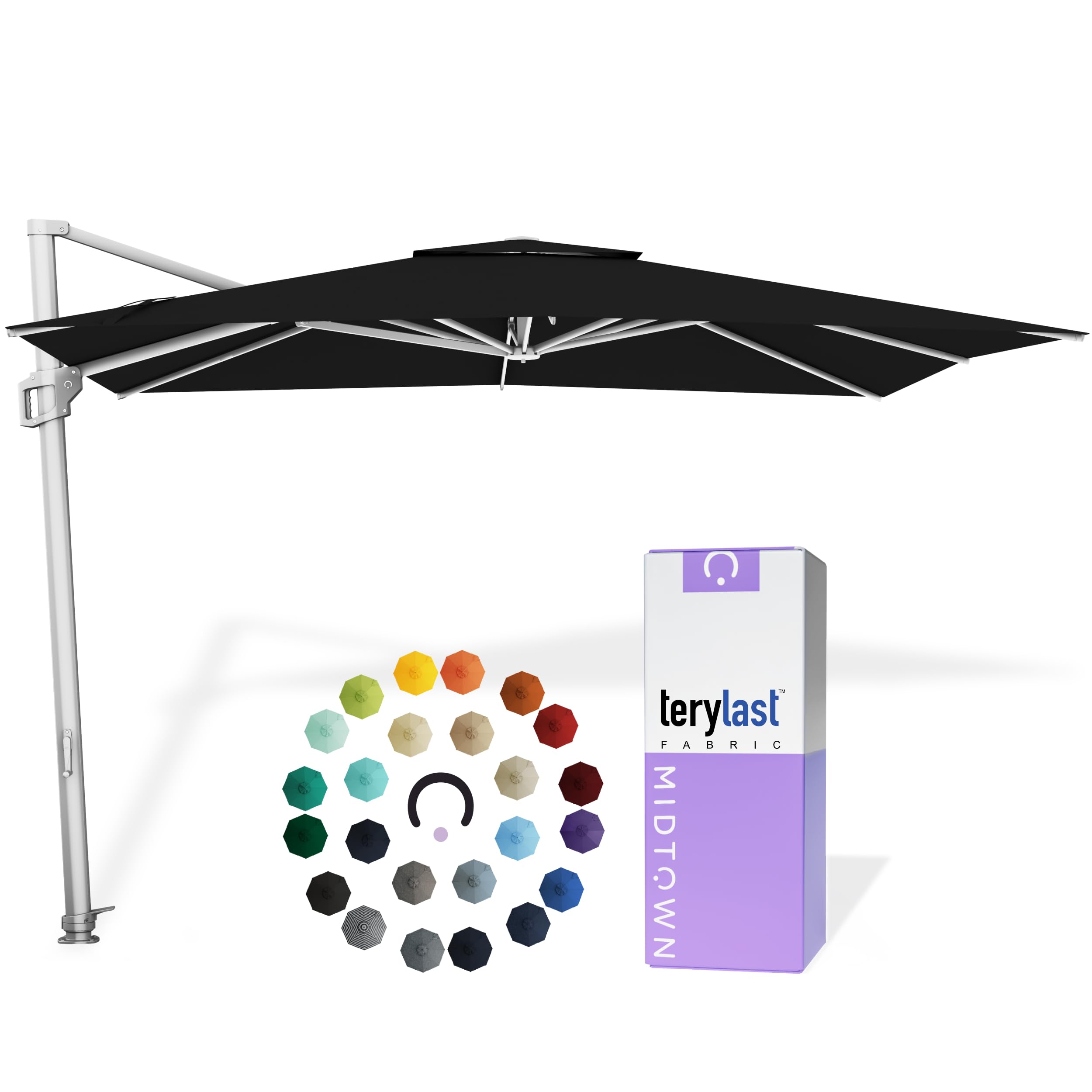 Midtown Umbrellas Grande Square - 9 x 9 Ft Cantilever Umbrella