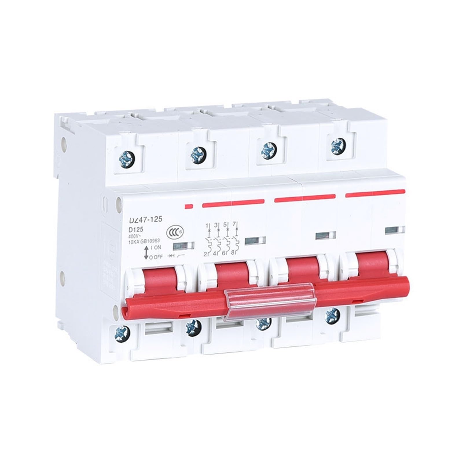 Interruptor de bajo voltaje DZ47-125 con estructura robusta de 4 polos y 125A
