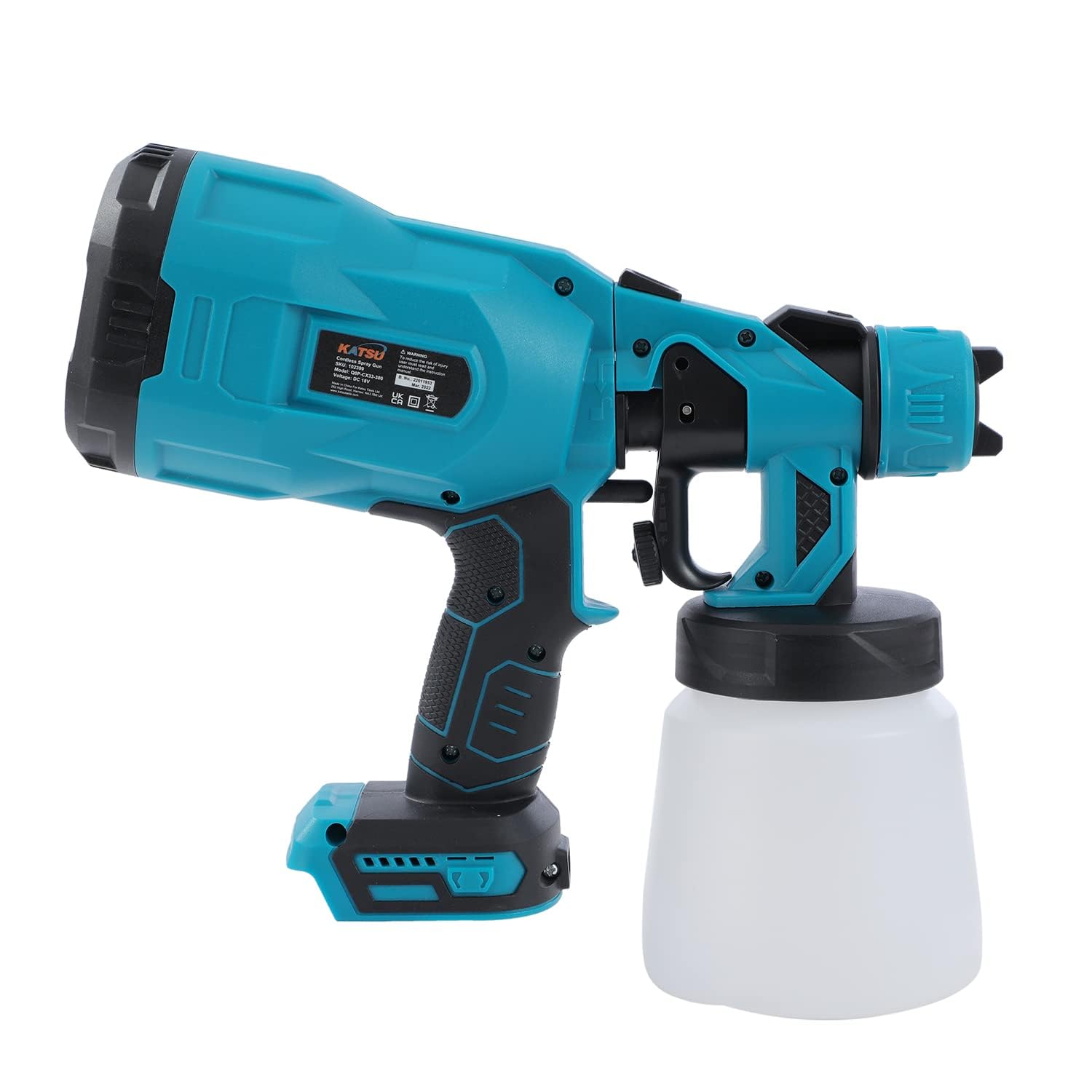 Pistola a Spruzzo a Batteria KATSU FIT-BAT 21V 800ml Pistola per Verniciatura a Spruzzo, 3 Modalità di Pittura, Ugello 1,8mm e 2,5mm, per Dipingere Pareti Soffitti Mobili Recinzioni (solo corpo)