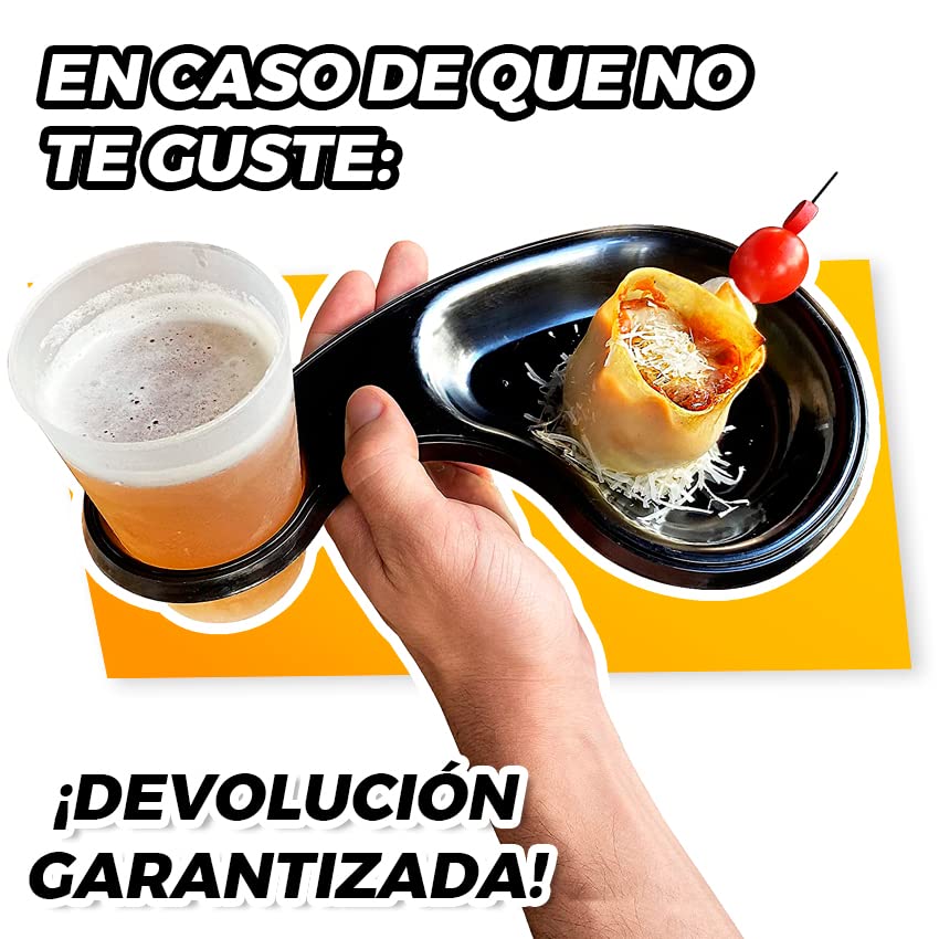 Platos Plastico Duro Reutilizables - Vaso Plato Reutilizable 2 en 1 - Vasos Plastico Duro Reutilizable + Plato Incorporado - Platos para Fiestas, Bodas, Cumpleaños y Eventos - Apto para Lavavajillas