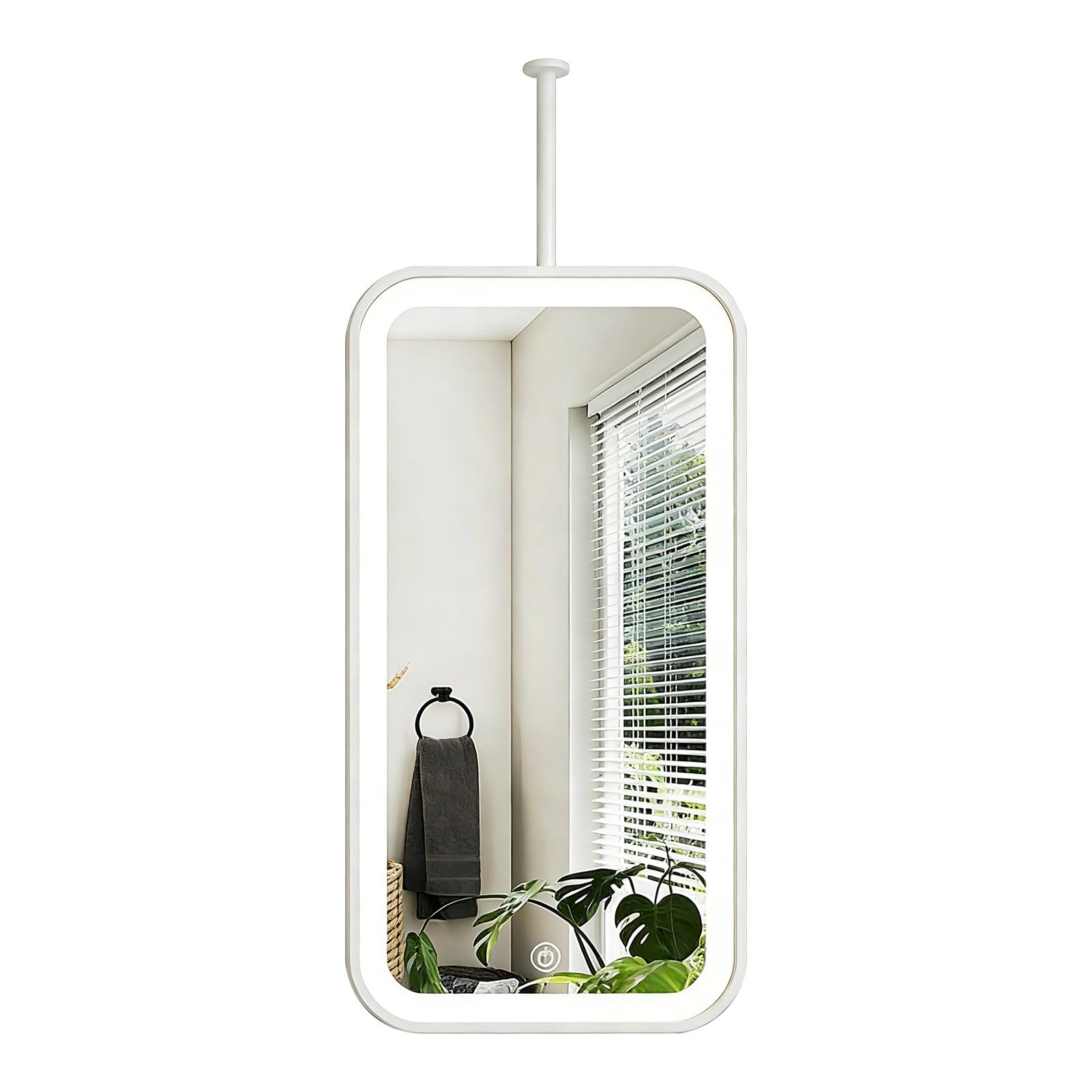 FGXHHS Rectangle with LED Lights，Metal Framed Illuminated Light Up Wall Mounted Vanity Mirrors，White Hanging Lighted Mirrors，3 Colors Dimmable(40cmx70cm)