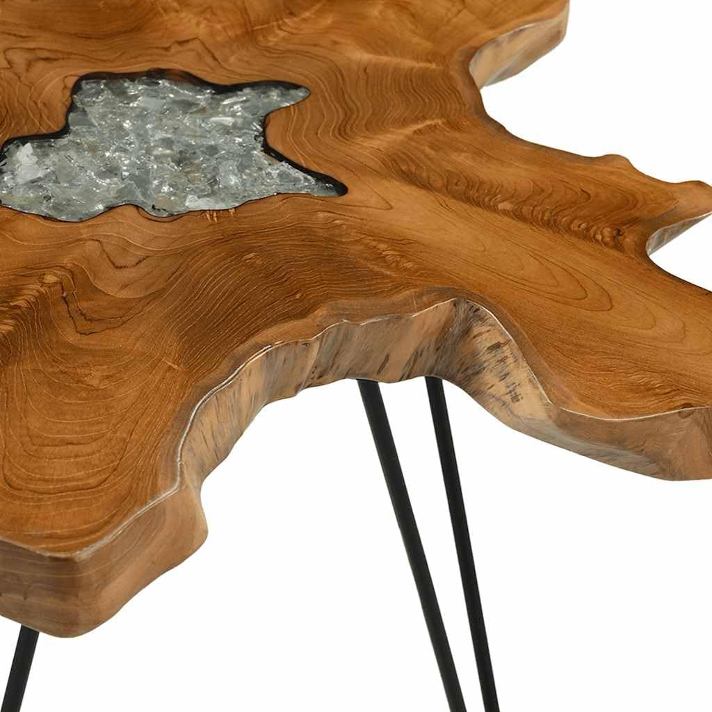 vidaXL Mesa de Centro de Madera Maciza de Teca y polirresina 70x45 cm