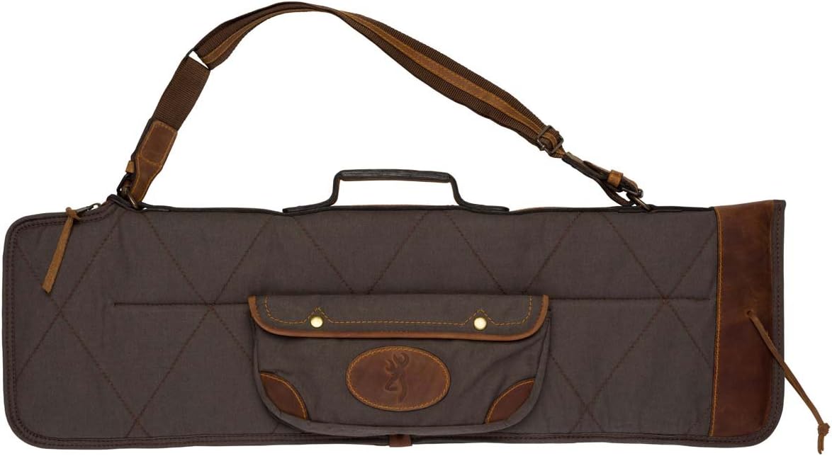 Browning 1413886912 Lona Canvas/Leather Over/Under Takedown Case, Flint/Brown, 35