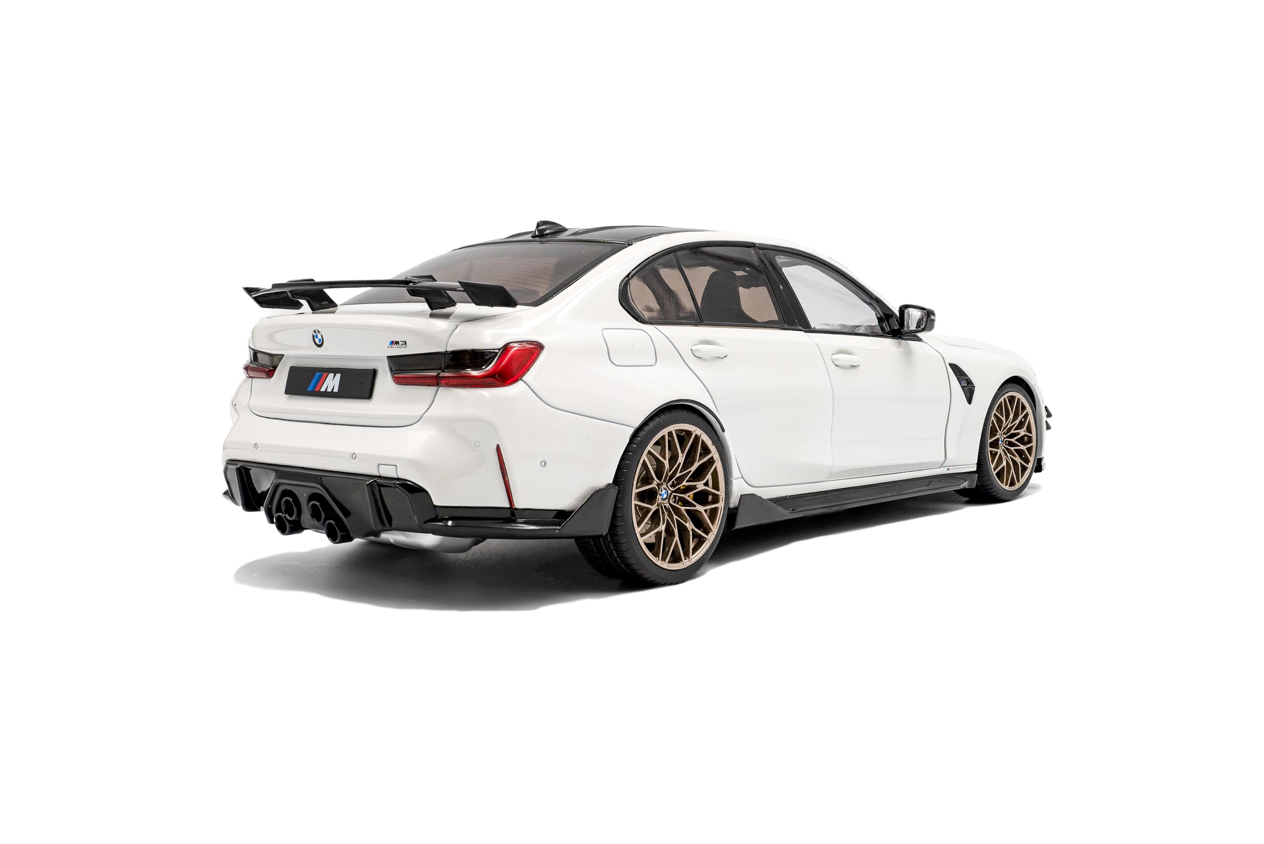 Solido BMW M3 (G80) - Berline Sport avec Double cardioïde, Accents Noirs, Jantes Bronze, détails aérodynamiques, Voiture Miniature Diecast, Blanc Alpin uni, 1:18