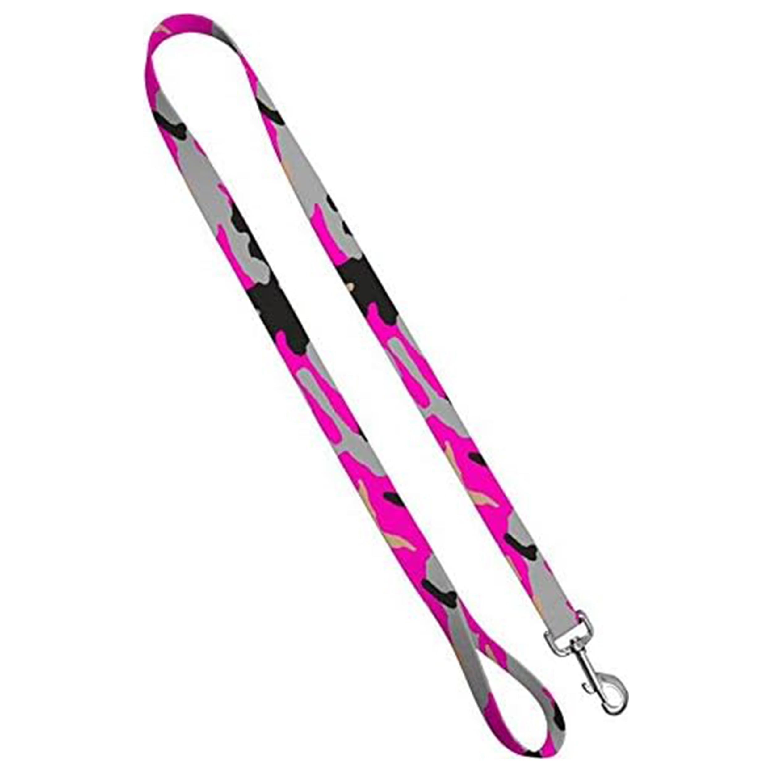 Camo Dog Leash - Camouflage Dog Lead Waterproof with Easy Grip Loop – 1 Inch x 4 Feet, Pink Camo