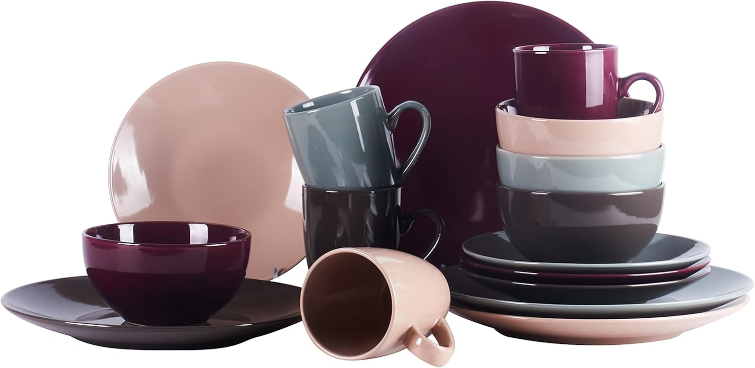 Color Wave Stoneware16pc Dinnerware Set, Autumn Foliage - Image 3