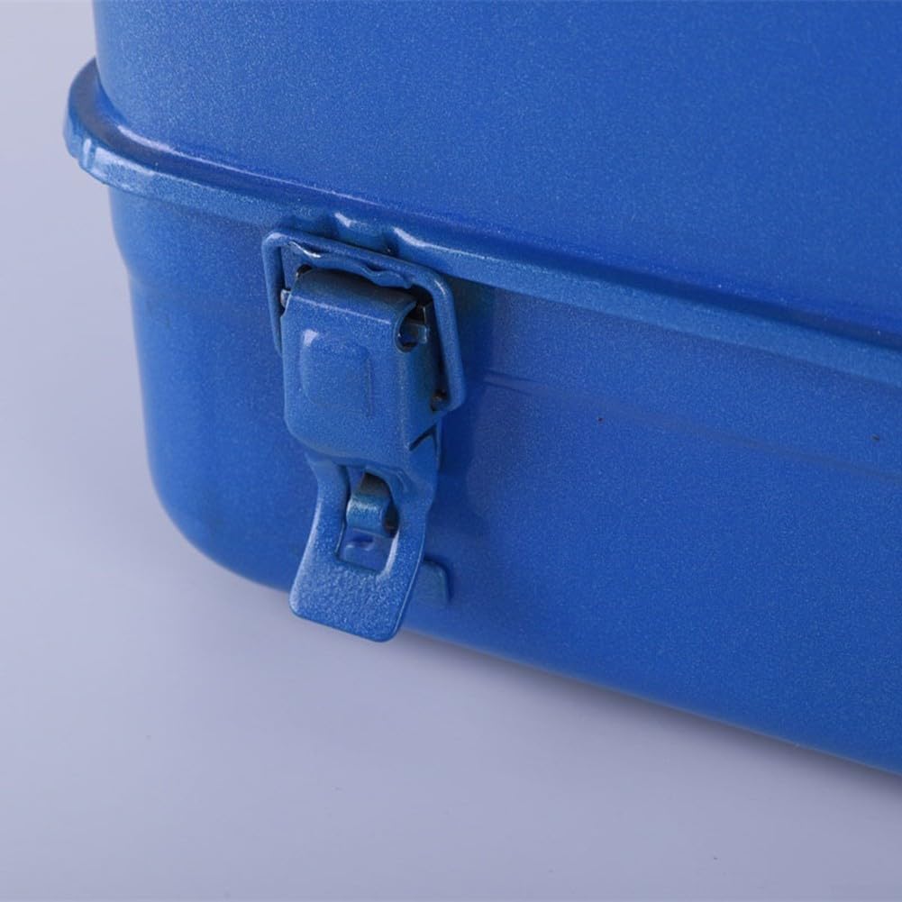 Caja de herramientas de metal, caja de herramientas pesada con mango de rodillo y cierres de metal, caja de herramientas portátil para un montaje seguro de herramientas (45 x 24 x 15 cm)