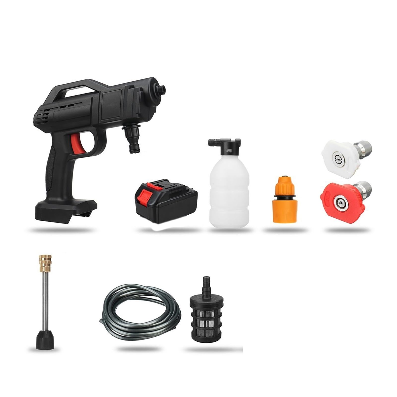 Limpiador De Alta Presión Inalámbrico 1500W, Pistola Agua Pulverizada, Máquina Limpieza A For Lavado Coches For Batería 18V Potente Chorro A PresióN