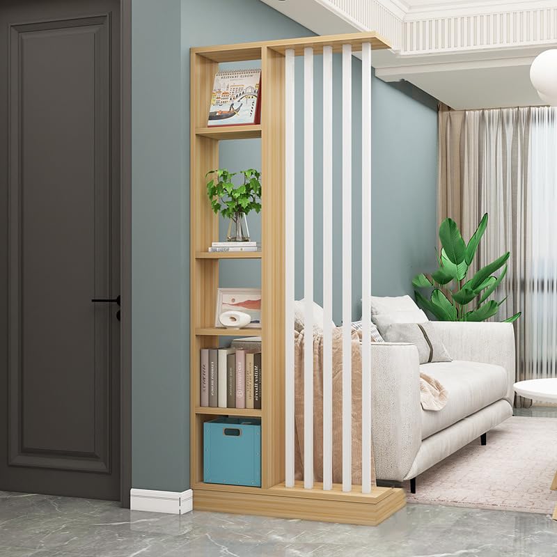 Generic Modern Freestanding Wood + Metal Room Divider Screen with Built-In Storage, White, 1 Panel, 31.5" L x 9.5" W x 78.7" H