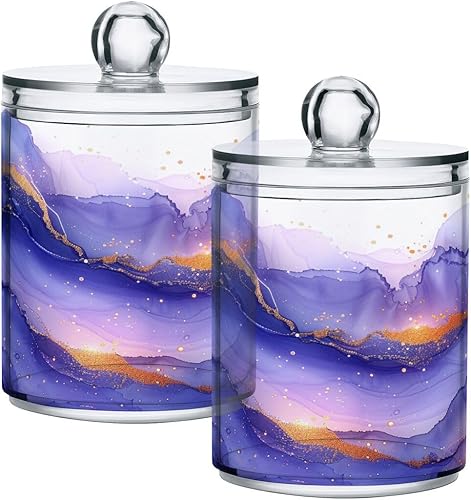 Nander Juego de 2 tarros de plástico transparente con textura de mármol negro y dorado para boticario, organizador de maquillaje para baño, baño,