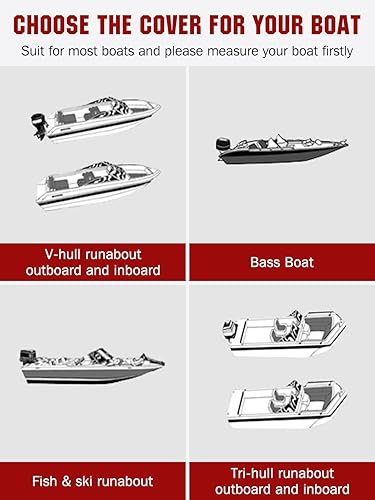 Miniatura 6 de Anglink - Funda impermeable para barcos, resistente 600D de poliéster Oxford, profesional, para bajos, para embarcaciones, duradera y a prueba de