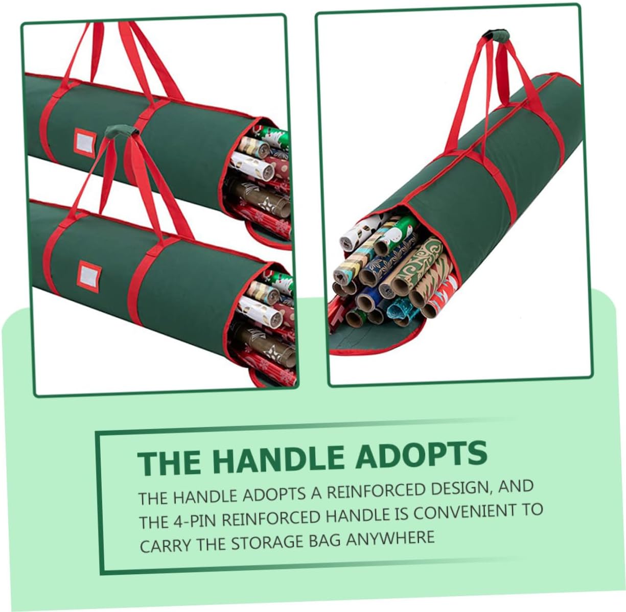 Christmas Wrapping Paper Storage Bag Oxford Heavy Duty Organizer with Double Handles for Party Supplies and Wrap Holder