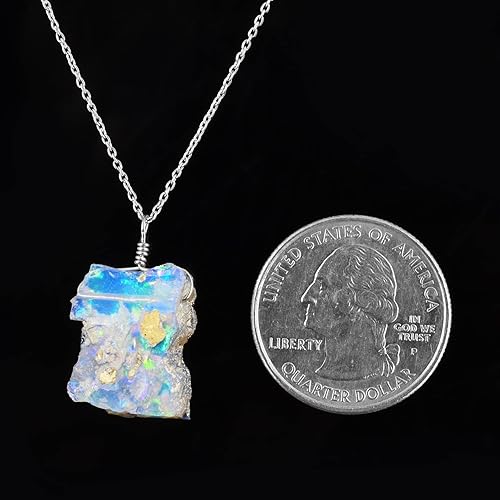 Miniatura 4 de Natural Ultra Fire Raw Ethiopian Opal Rough Handmade Dainty Pendant Necklace For Women, Healing Chakra Crystals, Birthstone Jewelry, Rhodium Plated